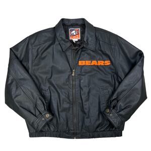 Men's Chicago Bears NFL Football Leather GIII Carl Banks Bomber Jacket (Sz XL)